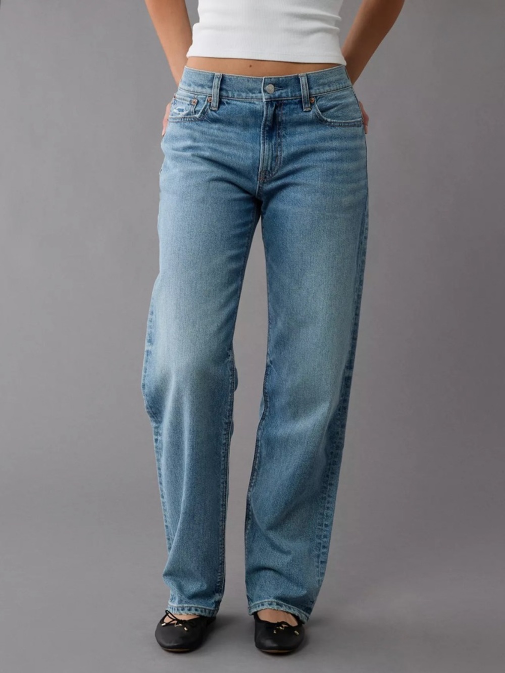 American Eagle NEW AE Strigid Ex-Boyfriend Jeans 000 Low Rise Light Wash Baggy